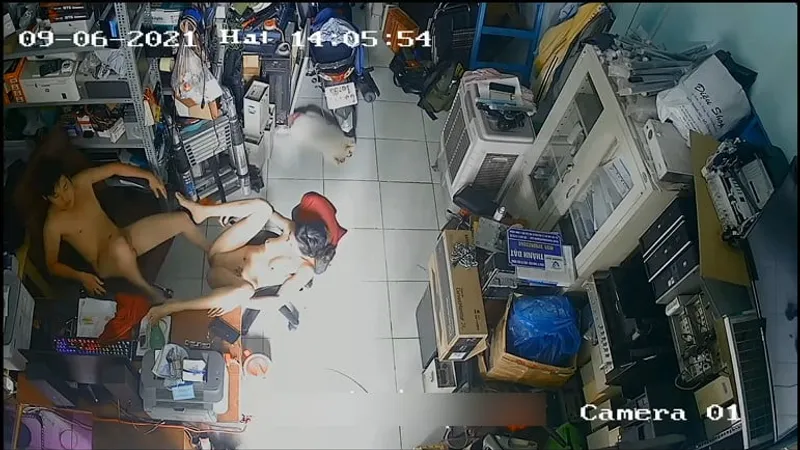 Cô vợ gã chồng làm tình nhau trong của hàng máy tính